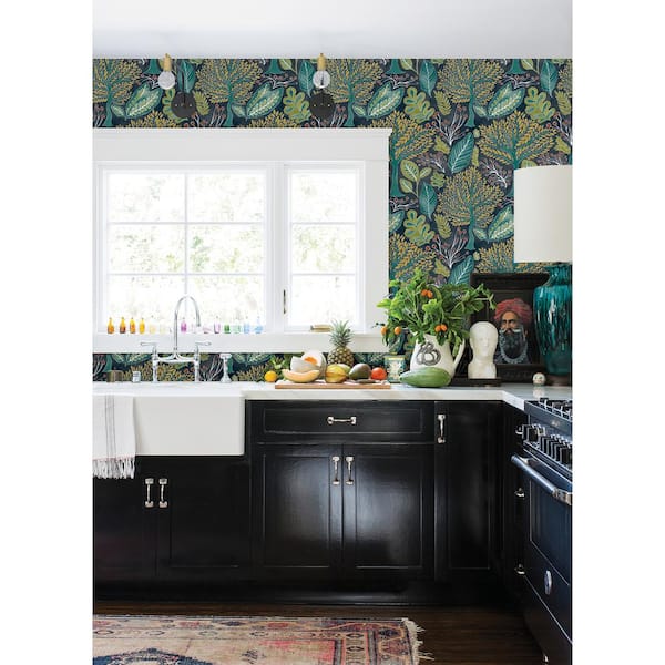Kiah Blue Forest Matte Non-Pasted Non-Woven Wallpaper Sample