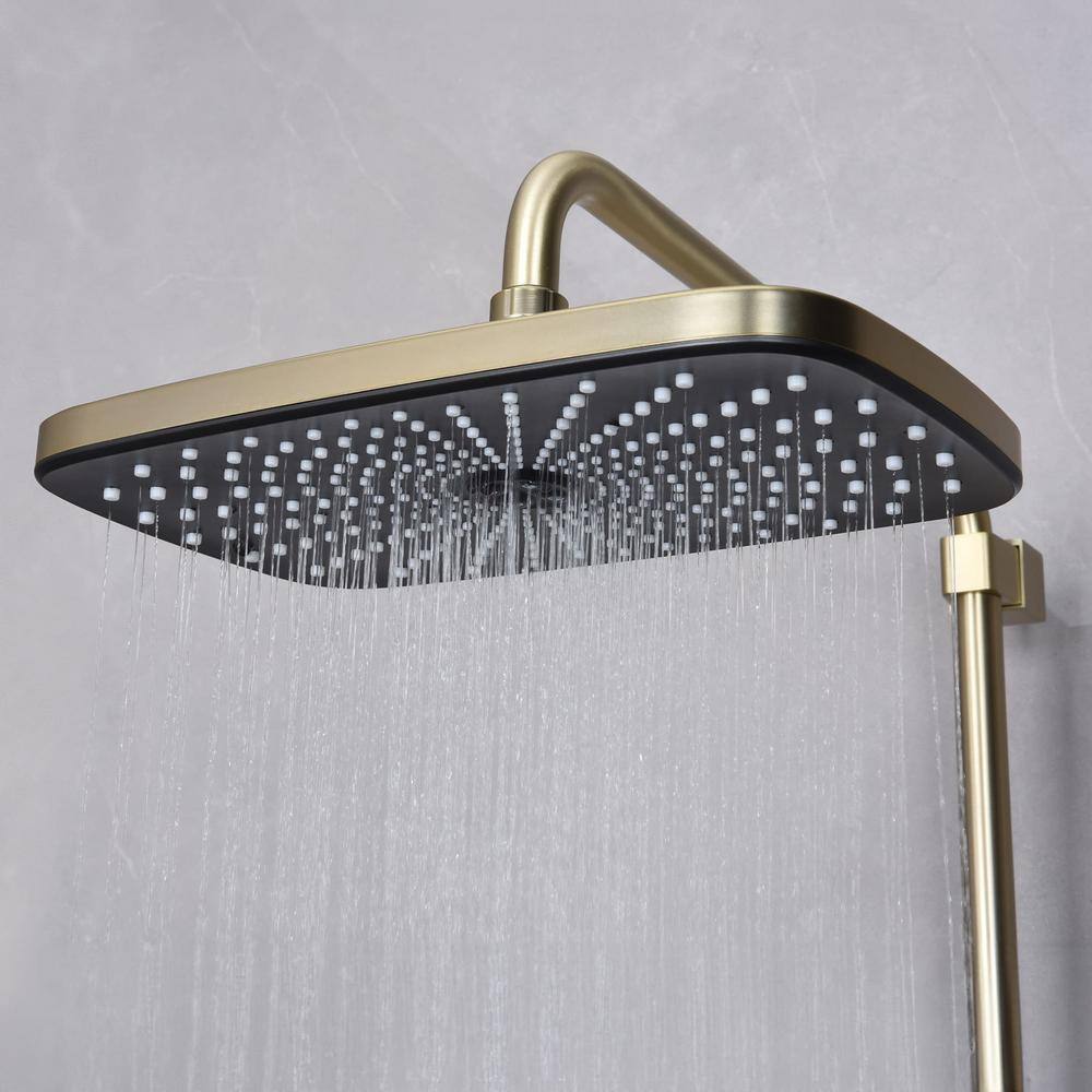 Brushed Gold Brass Thermostatic Wall-Mounted Shower System