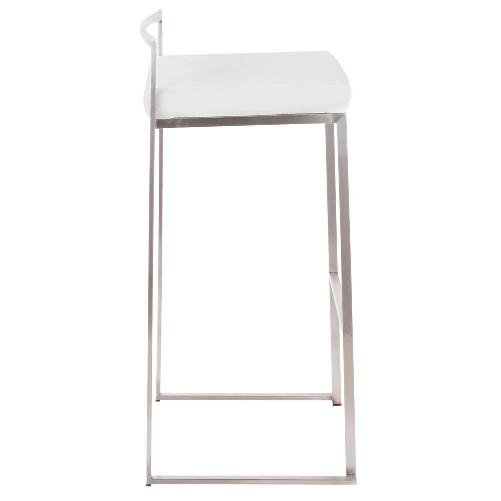 Fuji Contemporary Gold & White Leather Bar Stool