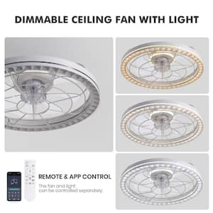 19 in. Modern Indoor White Flush Mount Ceiling Fan with Lights Reversible Rotation and Remote Control