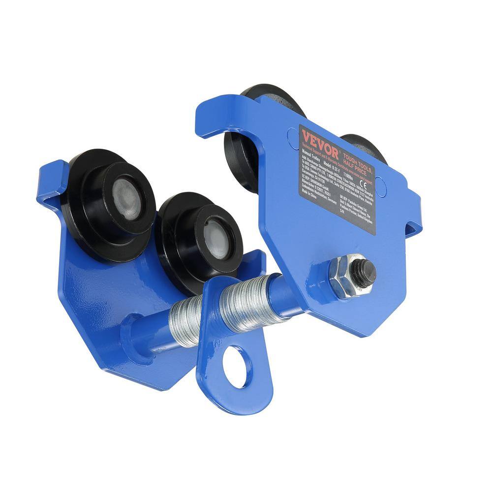 VEVOR Manual Trolley, 1100 lbs./0.5 Ton Load Capacity Push Beam Trolley