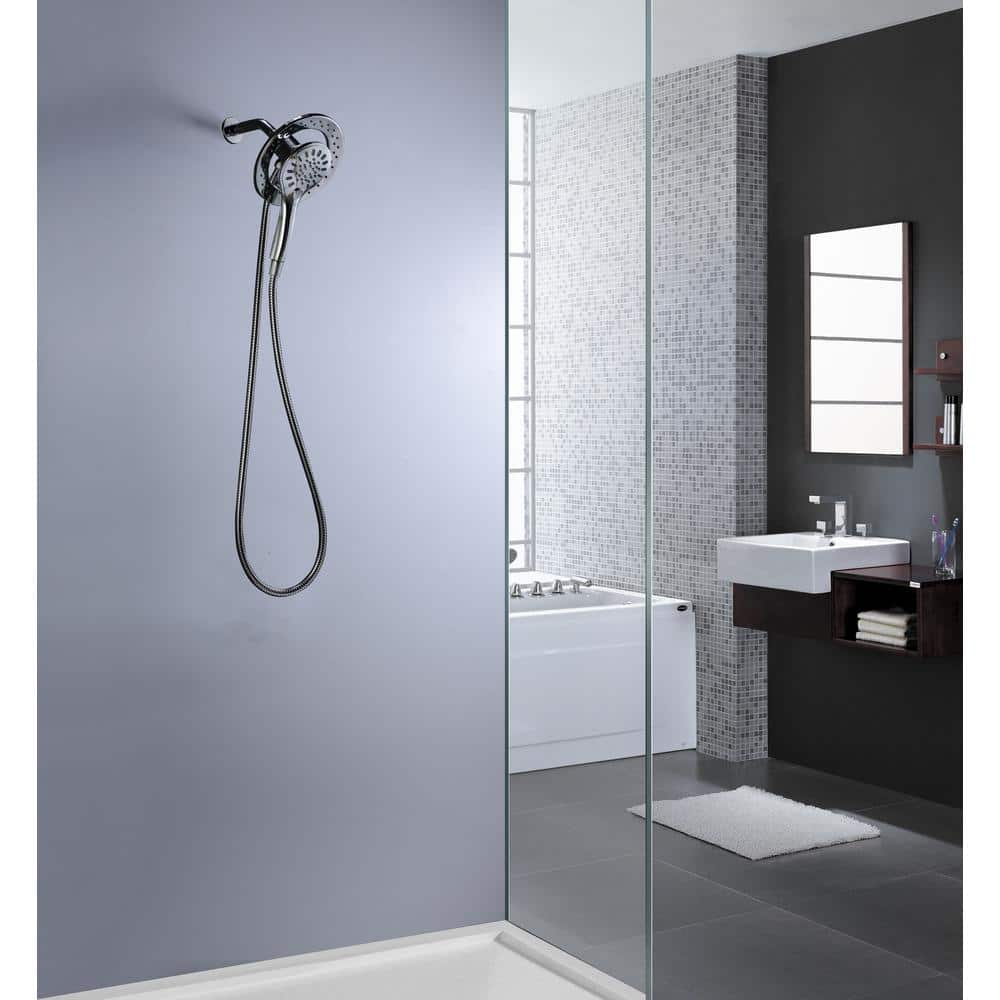 Polished Chrome Dual Wall Mount Handheld Shower Head