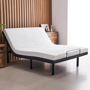 Zero Clearance Queen Bed Frame with Adjustable Height and Incline, Vibrating Leg & Back Massage