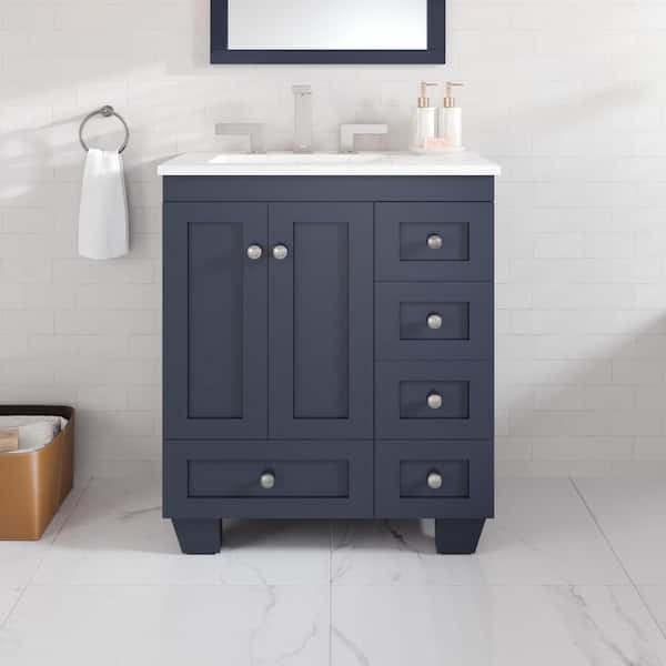 Acclaim 28 in. Single Sink Dark Gray Bath Vanity with White Carrara Quartz Top (Assembled)