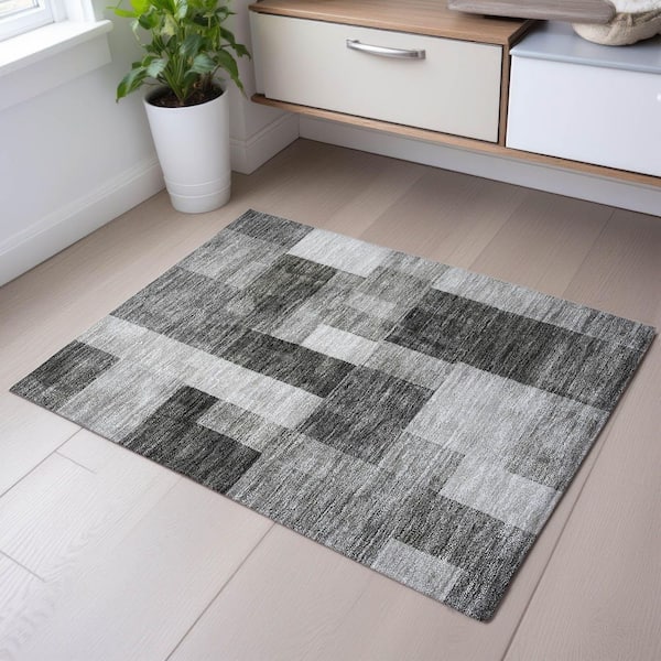 Mayfield Premium Machine Washable Abstract AMF1190 Pewter 2 ft. x 3 ft. Area Rug
