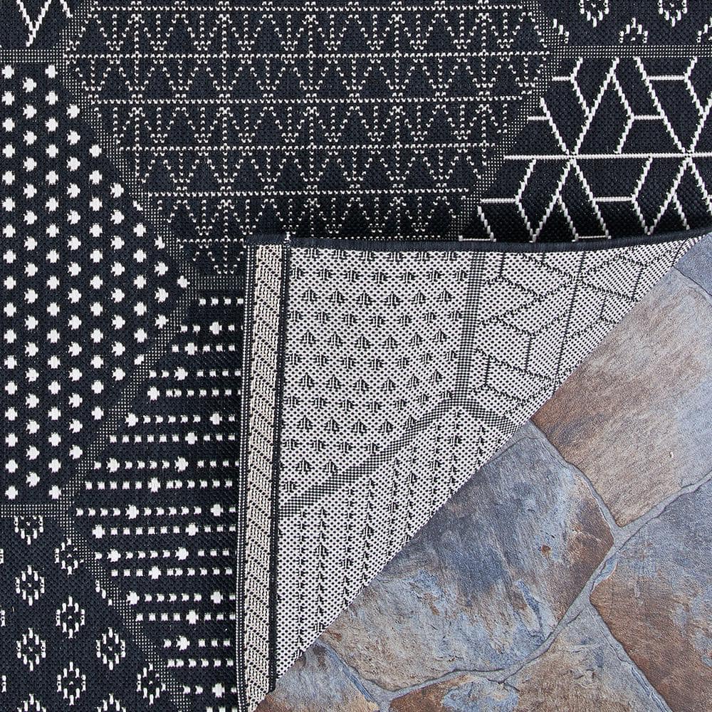 Couristan Afuera Black and Gray Synthetic Rectangular Area Rug