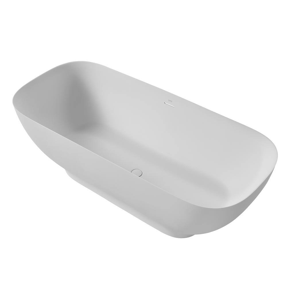 67'' White Solid Surface Freestanding Soaking Bathtub