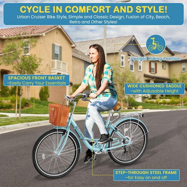 BOZTIY 26 in. 7 Speed Commute Bike Beach Cruiser Bike for Adult BOZTIY 26 in. 7 Speed Commute Bike Beach Cruiser Bike for Adult