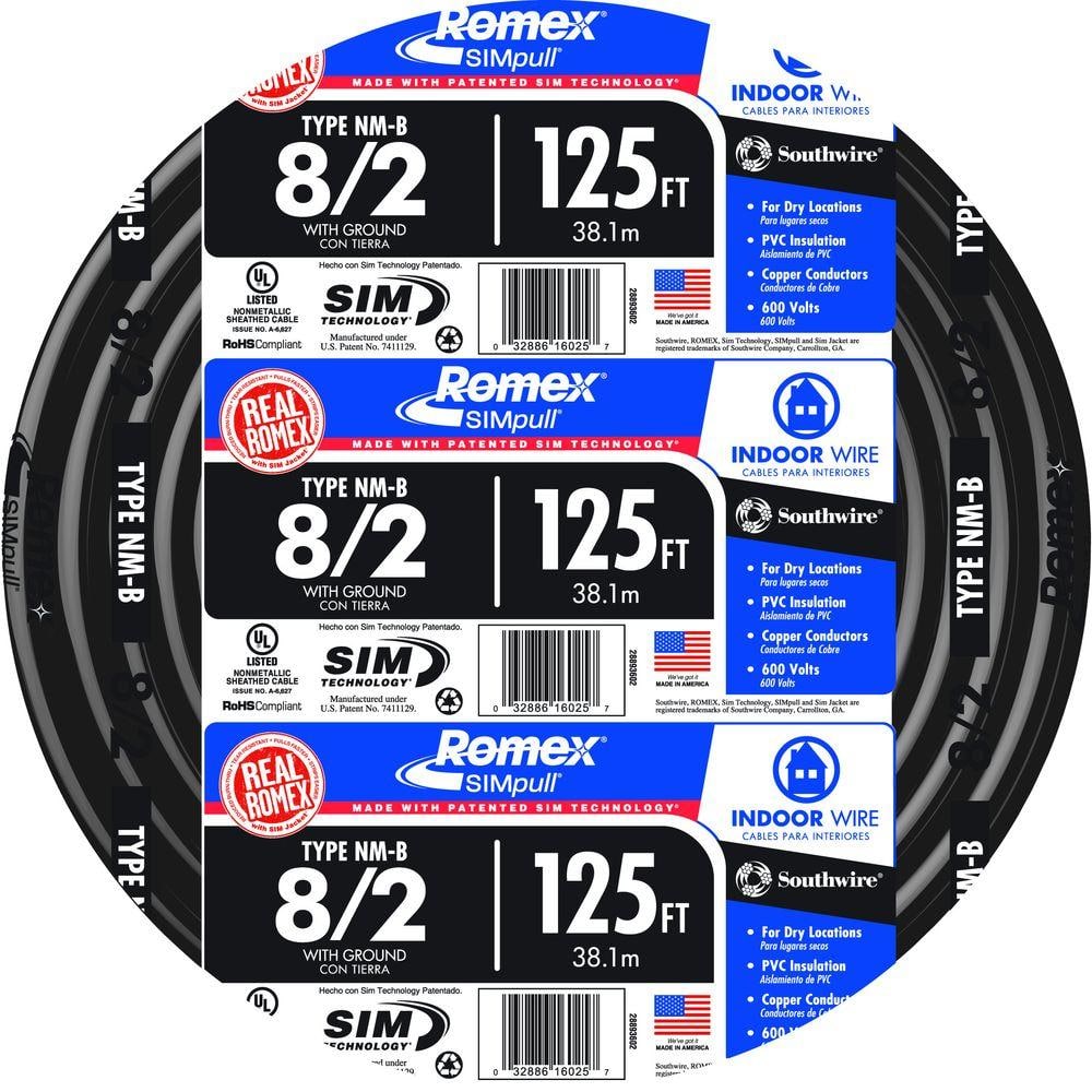 8/2 W/GR 150' FT NM-B ROMEX INDOOR ELECTRICAL WIRE ALL LENGTHS AVAILABLE 