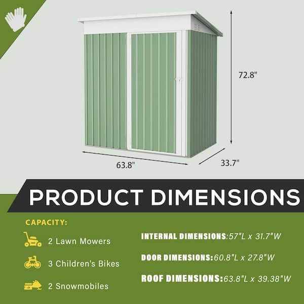 AECOJOY 5 ft. W x 3 ft. D Metal Shed with Single Lockable Door
