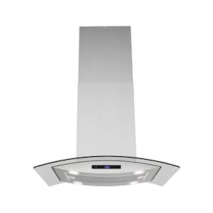 30 in. Merone Ducted Island Range Hood in Brushed Stainless Steel, Mesh Filters, Touchpad Control, LED Lights