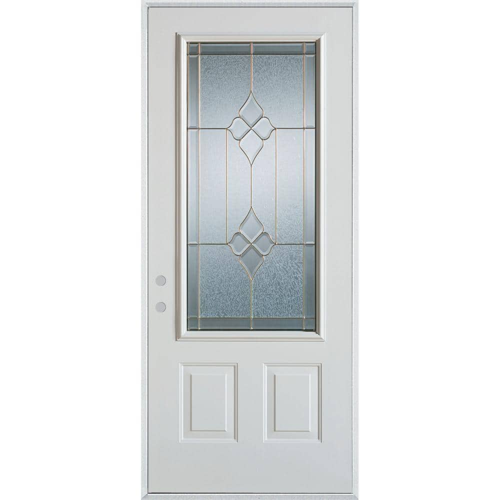 36 in. x 80 in. Geometric Zinc 3/4 Lite 2-Panel Painted White Right-Hand Inswing Steel Prehung Front Door -  Stanley Doors, 1040E-D-36-R-Z