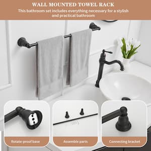 5-Piece Bath Hardware Set with 2-Towel Bars/Racks, Towel/Robe Hook, Toilet Paper Holder in Oil Rubbed Bronze