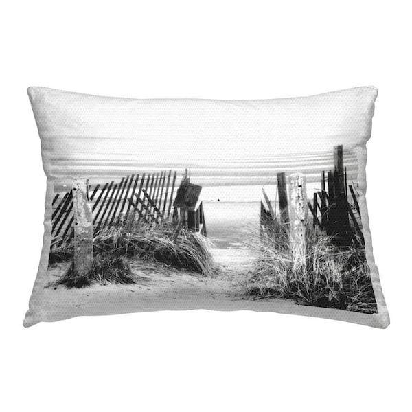 Beach Fence with Reeds Outdoor Printed Throw Pillow by GraffiTee Studios