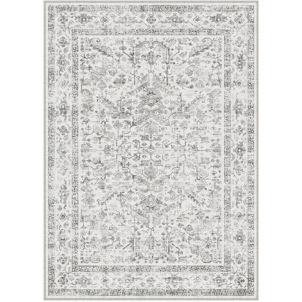 Lausanne Gray 8 ft. x 10 ft. Distressed Vintage Floral Washable Area Rug price history on PriceWatchPro