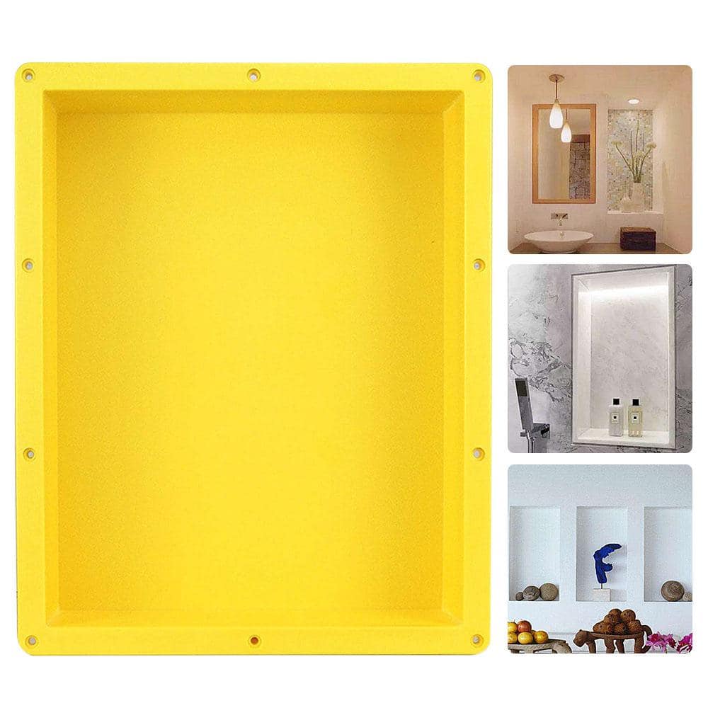 Yellow Plastic Freestanding Shower Niche with Single Shelf