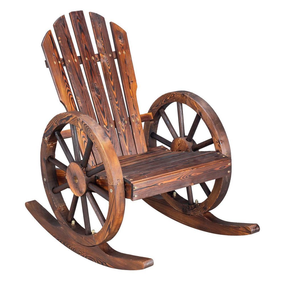 Karl home Carbonized Wood Outdoor Rocking Chair 823307271382 - The Home ...