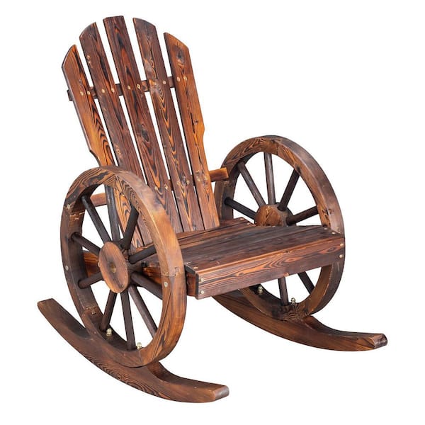 Karl home Carbonized Wood Outdoor Rocking Chair 823307271382 The Home