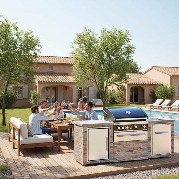 PROKAn Desert Sunrise 5B Propane Grill Island Outdoor Kitchen in