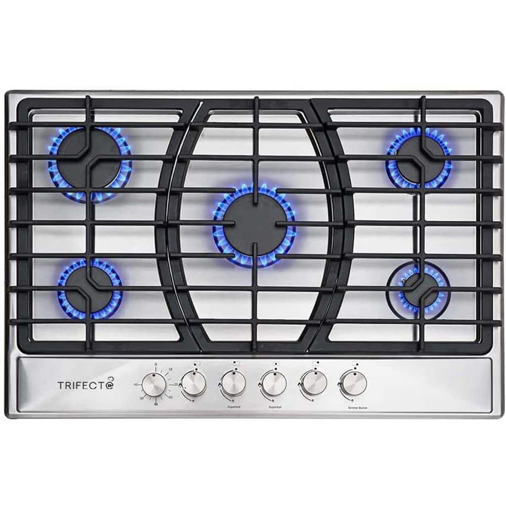 30 in. Gas Cooktop in Stainless Steel with 5 Italy Sabaf Sealed Burners