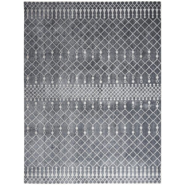 Nourison Astra Machine Washable Denim 9 ft. x 12 ft. Moroccan Transitional Area Rug