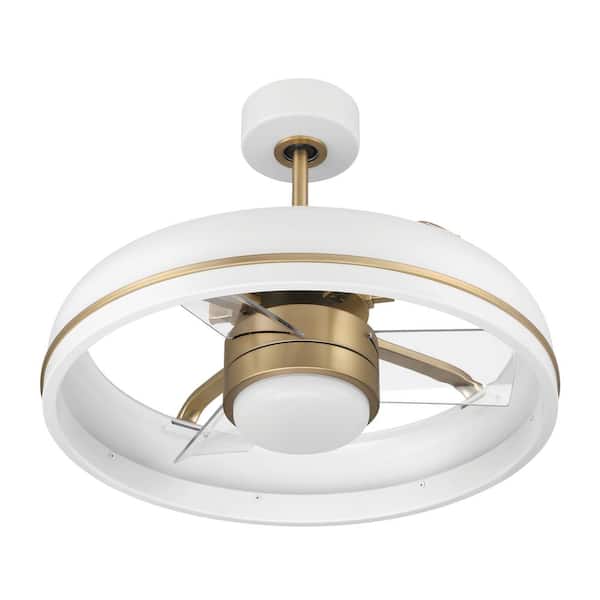 CRAFTMADE Taylor 20 In. Integrated LED Light Kit Indoor Dual Mount White/Satin Brass Finish Ceiling Fan Smart Wi-Fi Enabled Remote 647881249953