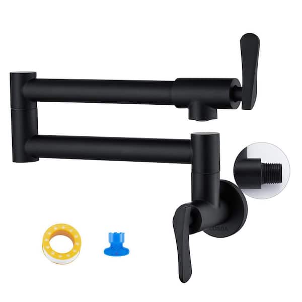 Nestfair 2-Handles Wall Mounted Pot Filler with in Matte Black