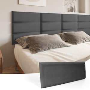 Matt Black 9.84 in. x 23.62 in. Queen Panel Peel and Stick Headboard, Upholstered Wall Panel (12-Panels)