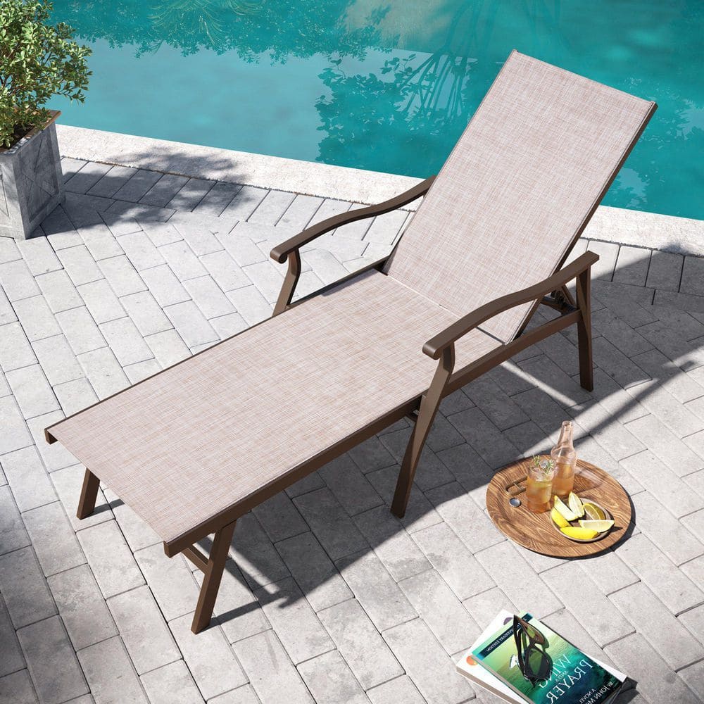 Reviews for Pellebant Brown 1Piece Aluminum Adjustable Outdoor Chaise