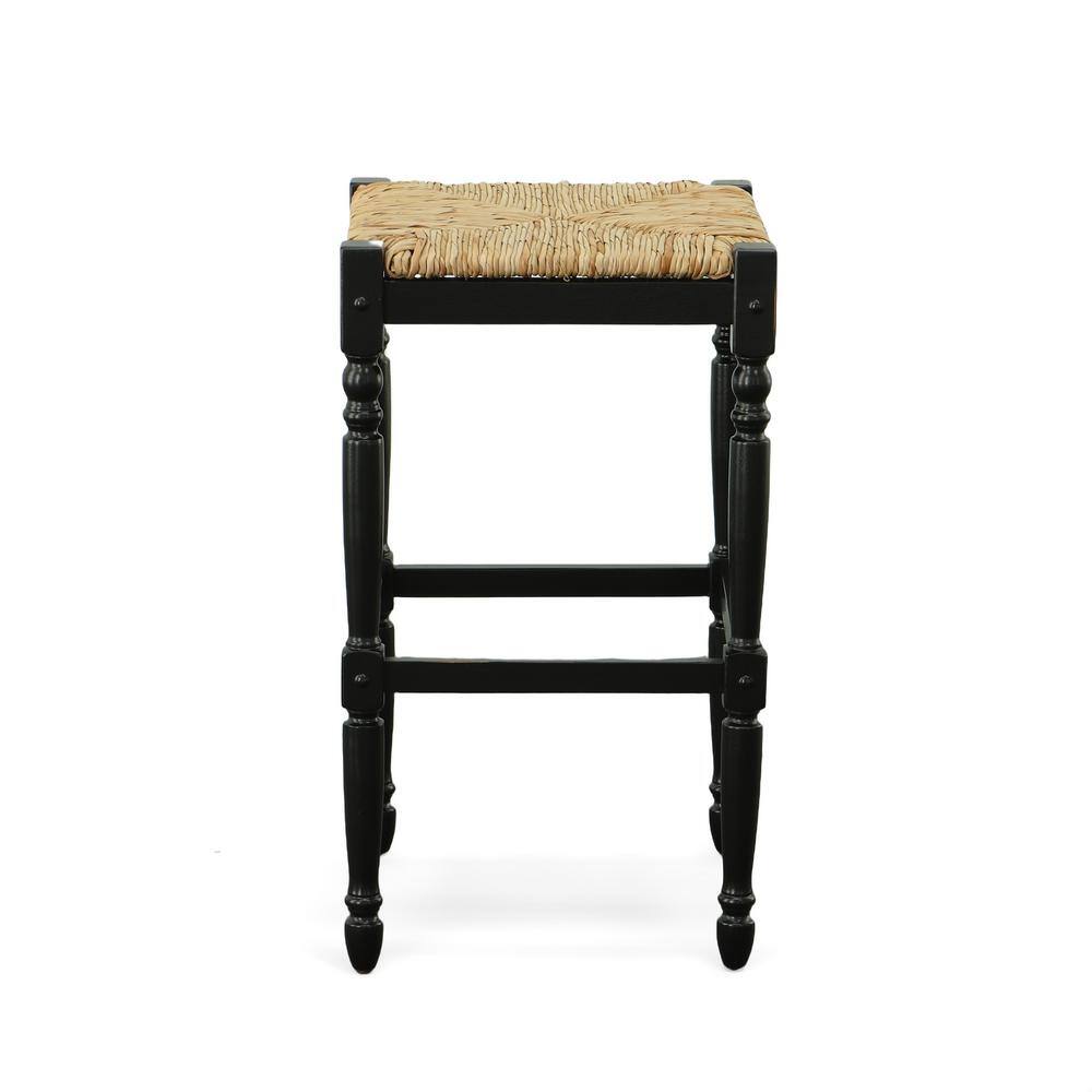 Antique Black Wood 29" Rustic Farmhouse Backless Bar Stool