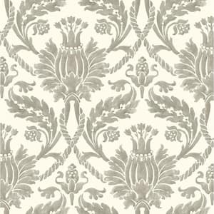 Tulip Time Pewter Damask Vinyl Peel and Stick Wallpaper Roll (Covers 30.75 sq. ft.)