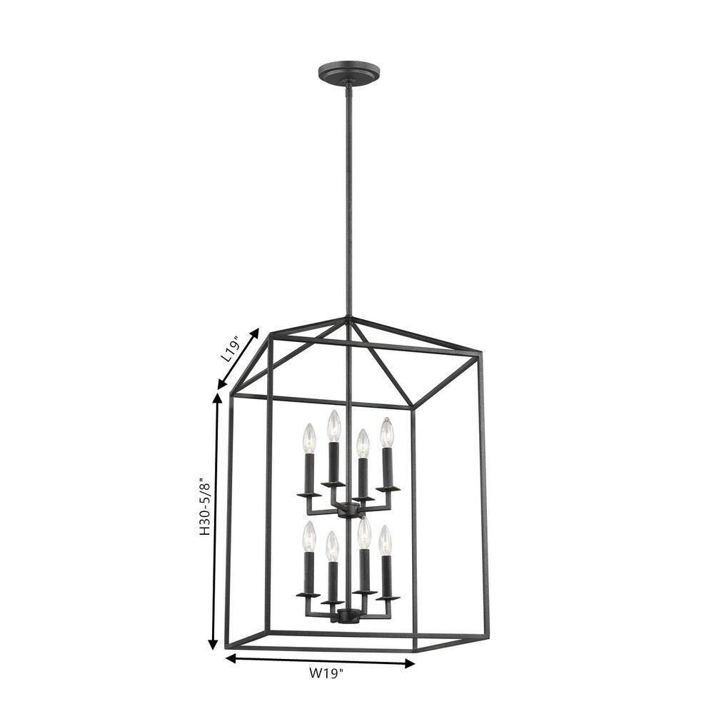 Midnight Black 8-Light Indoor/Outdoor Lantern Pendant