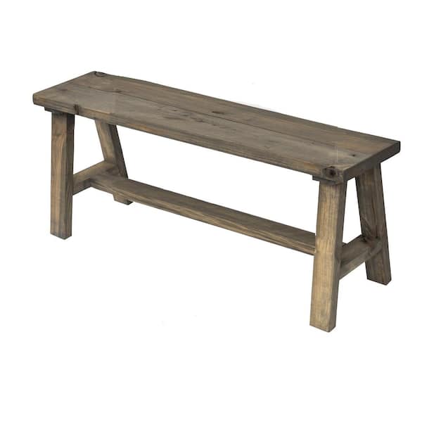 Del Hutson Designs Classic Dark Walnut Pine Wood Bench 20.5 in. H x 60 in. W x 12 in. D