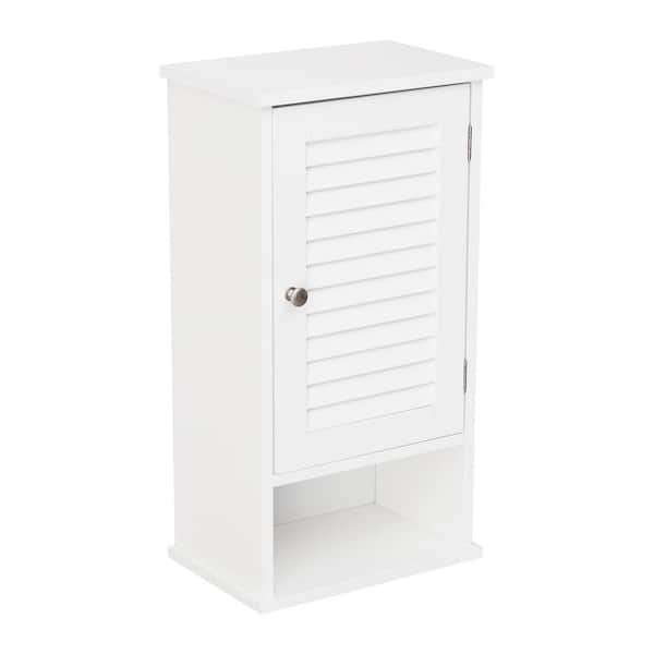 Amucolo 13.4 in. W x 8.98 in. D x 25.3 in. H Bathroom Storage Wall Cabinet in White with Adjustable Shelf