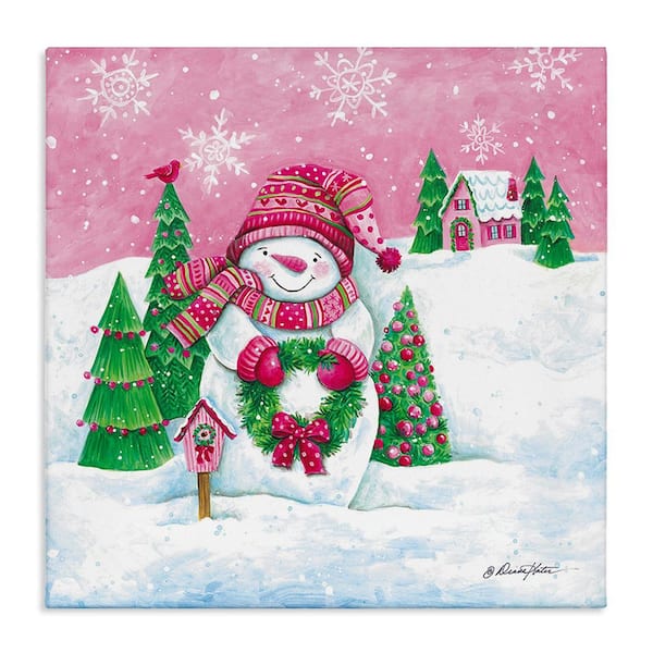 Stupell Industries Scenic Winter Snowman byDiane Kater 1 Piece Unframed Graphic Print Nature Poster Art Print 36 in. x 36 in.