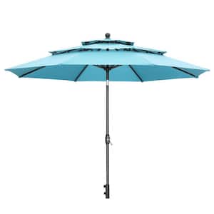 10 ft. 3-Tier Market Outdoor Patio Umbrella in Blue