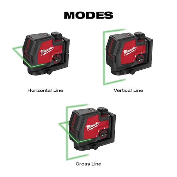 Milwaukee - 100 ft. REDLITHIUM Lithium-Ion USB Green Rechargeable Cross Line Laser Level with Charger