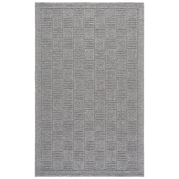 Natura 4 ft. x 6 ft. Gray Tile Plaid Area Rug