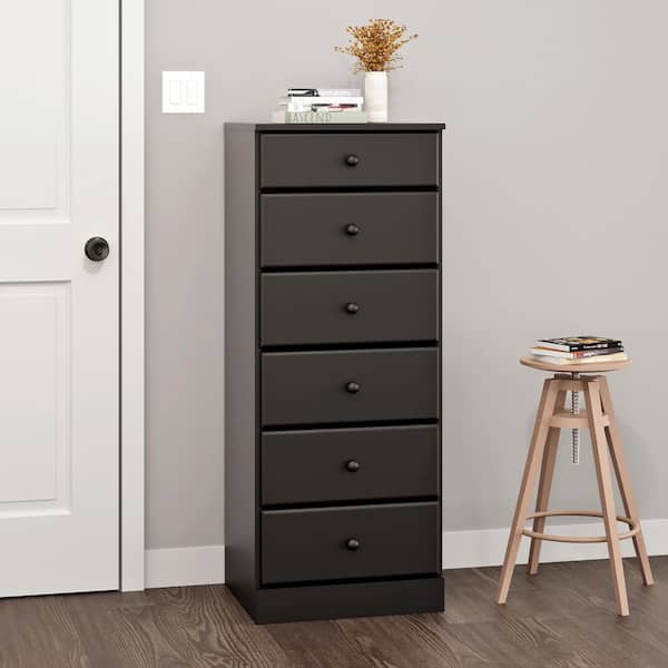 Prepac Astrid Black 6-Drawer Dresser 20 in. Chest of Drawers