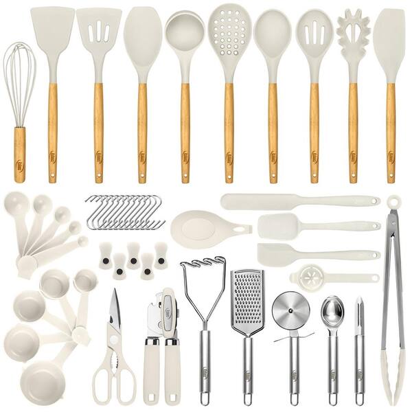 7-Piece Silicone Kitchen Utensil Set – Wooden Handle, Heat Resistant, Black