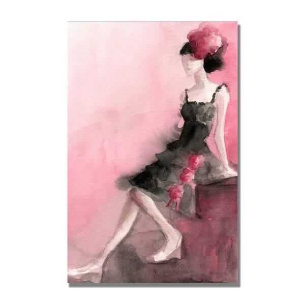 Trademark Fine Art 16 in. x 24 in. Black Dress with Pink Roses Canvas Art-DISCONTINUED