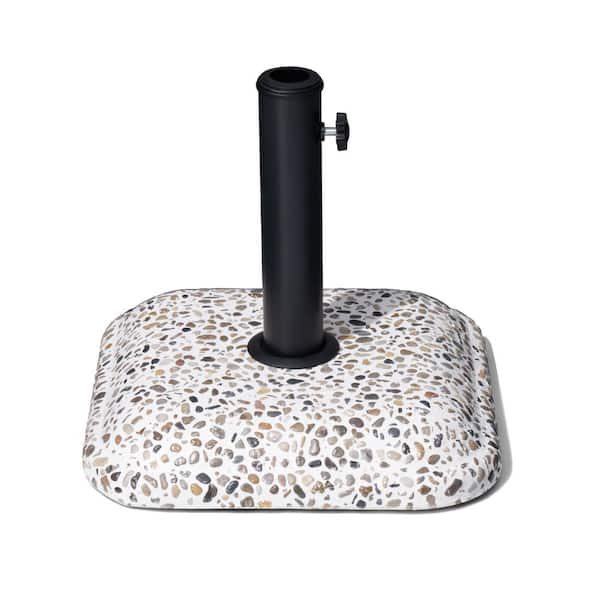 45 lbs. Cement Square Patio Umbrella Base in Cobblestone with Side Knobs
