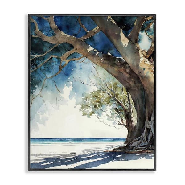 Looming Tree on Coast by Svetlana Aleynikova Black Framed Nature Giclee Art Print 20 in. x 16 in.