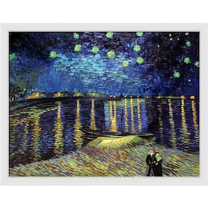 Starry Night Over the Rhone by Vincent Van Gogh Galerie White Framed Nature Oil Painting Art Print 40 in. x 52 in.