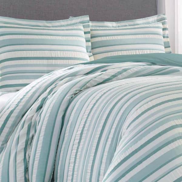 Nautica Fairwater 3-Piece Blue Striped Cotton Full/Queen Duvet Cover Set  220088 - The Home Depot