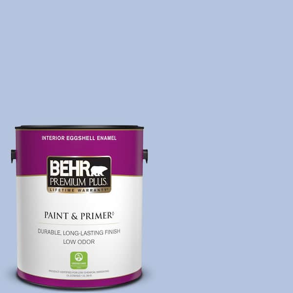 BEHR PREMIUM PLUS 1 gal. #600C-3 Periwinkle Bud Eggshell Enamel Low Odor Interior Paint & Primer
