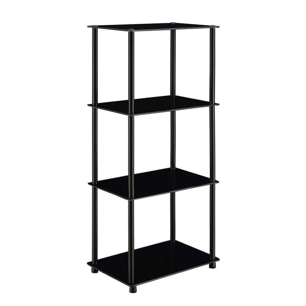 Convenience Concepts Designs2Go Classic 39 in. Black Glass 4 Shelf Accent Bookcase with Metal