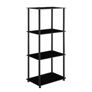 Designs2Go Classic 39 in. Black Glass 4 Shelf Accent Bookcase with Metal Frame