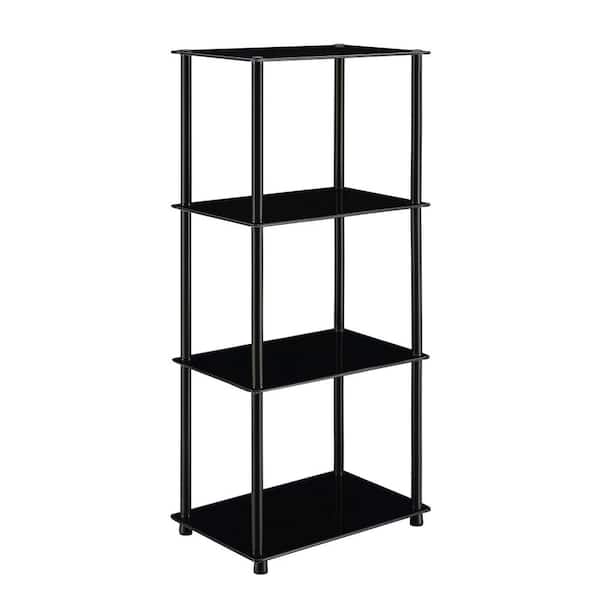 Convenience Concepts Designs2Go Classic 39 in. Black Glass 4 Shelf Accent Bookcase with Metal Frame