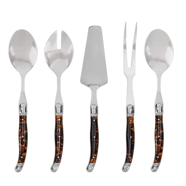 Laguiole 5-Piece Stainless-Steel Hostess Set with Tortoise Shell Handles